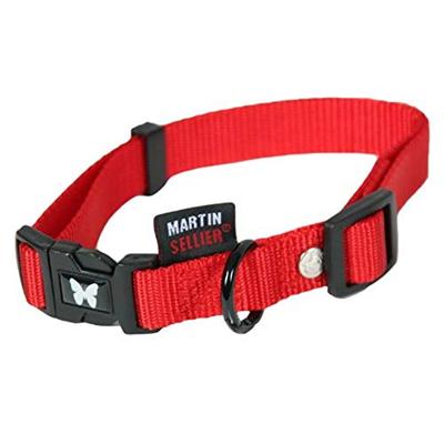 MARTIN SELLIER HALSBAND NYLON ROOD VERSTELBAAR 16 MMX30-45 CM MARTIN SELLIER HALSBAND NYLON ROOD VERSTELBAAR 16 MMX30-45 CM