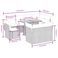 9-delige Loungeset met kussens poly rattan zwart - thumbnail