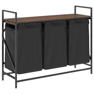 Wasmand 3 vakken met plank bruin eikenkleurig Wasmand 3 vakken met plank bruin eikenkleurig