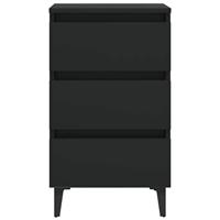 Nachtkastje met metalen poten 40x35x69 cm zwart - thumbnail