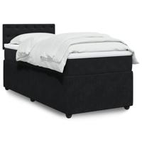 Boxspring met matras fluweel zwart 90x190 cm - thumbnail