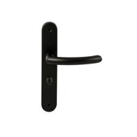 Hardbrass Deurkruk Helsinki op ovaal langschild WC63/8mm - zwart - thumbnail