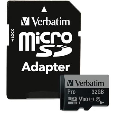 Verbatim PRO microSDHC-kaart 32 GB Class 10, UHS-I, UHS-Class 3 Incl. SD-adapter