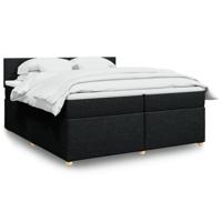 Boxspring met matras stof zwart 200x200 cm - thumbnail