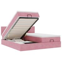 Ottoman bed met matrassen en LED's 180x200cm fluweel roze - thumbnail