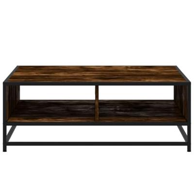 Salontafel 80x80x30 cm bewerkt hout en metaal gerookt eiken