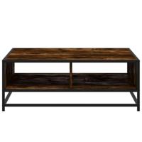 Salontafel 80x80x30 cm bewerkt hout en metaal gerookt eiken - thumbnail