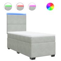 Boxspring met matras fluweel lichtgrijs 90x190 cm - thumbnail