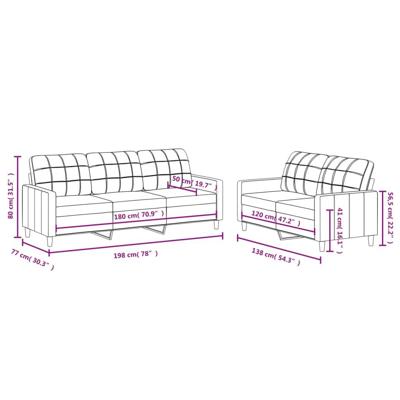 2-delige Loungeset met kussens stof taupe