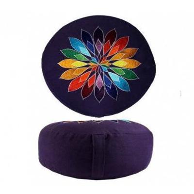 Yogi & Yogini Meditatiekussen Rond Katoen Violet - Bloem - 33 x 17 cm
