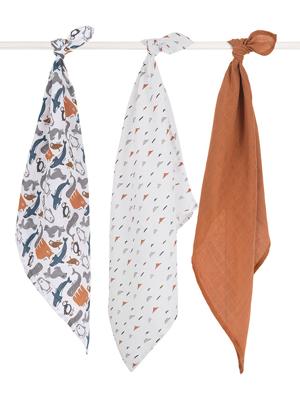 Jollein hydrofiel multidoek small 70x70cm - set van 3 Polar grijs