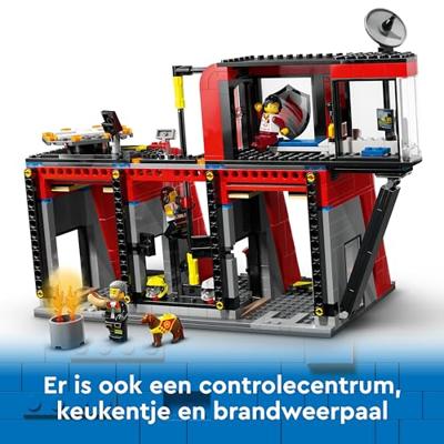 LEGO 60414 City brandweerkazerne en brandweerwagen, hondenfiguur en 5 minifiguren, kindercadeau - thumbnail