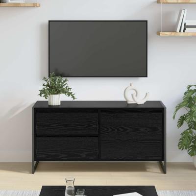 TV-kast met lade Zwart Eiken 100 x 36 x 49.5 cm Bewerkt hout
