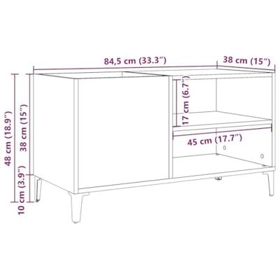Platenkast 84,5x38x48 cm bewerkt hout artisanaal eikenkleur