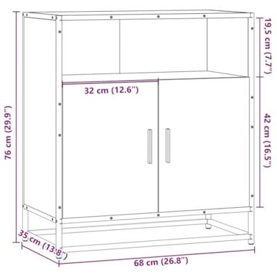Dressoir 68x35x76 cm bewerkt hout grijs sonoma eikenkleurig