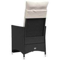 Tuinstoelen 2 st verstelbaar met kussens poly rattan zwart - thumbnail