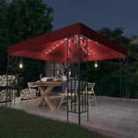 VidaXL Prieel met led-lichtslinger 3x3 m wijnrood - thumbnail
