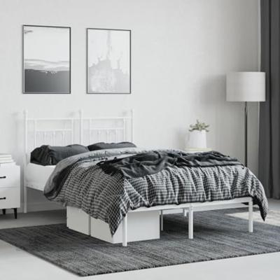 Bedframe met hoofdbord metaal wit 120x200 cm