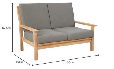 Loungebank teak incl. kussens 124cm