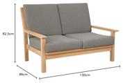 Loungebank teak incl. kussens 124cm - thumbnail