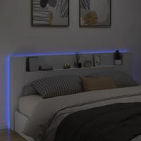 Hoofdbordkast met LED-verlichting 220x16,5x103,5 cm wit - thumbnail