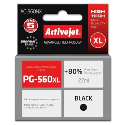 Activejet AC-560NX printerinkt voor Canon, vervanging Canon PG-560XL; Supreme; 22 ml; zwart