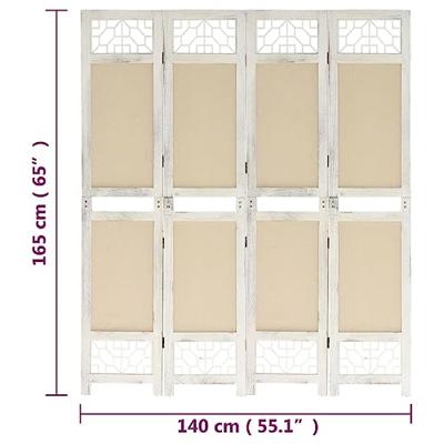 Kamerscherm met 4 panelen 140x165 cm stof crmekleurig Kamerscherm met 4 panelen 140x165 cm stof crmekleurig