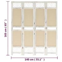 Kamerscherm met 4 panelen 140x165 cm stof crmekleurig - thumbnail