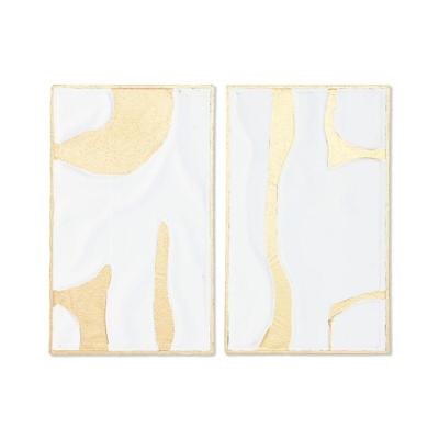 Wanddecoratie Home ESPRIT Wit Gouden Modern 48 x 2,5 x 80,5 cm (2 Stuks)
