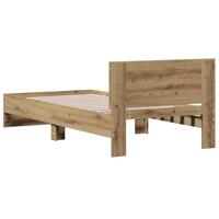 Bedframe artisanaal eikenkleurig 90 x 190 cm Bewerkt hout - thumbnail