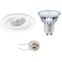 LED Spot Set - Pragmi Delton Pro - GU10 Fitting - Inbouw Rond - Mat Wit - Kantelbaar - Ø82mm - Philips - MASTER 927 36D VLE - 4.9W - Warm Wit 2200K-2700K - DimTone Dimbaar - thumbnail