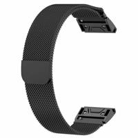 By Qubix - Milanese bandje - Zwart - Compatible met Garmin Instinct 3 / Instinct E - 45mm - Compatible Garmin bandje - Bandbreedte: 22mm - thumbnail