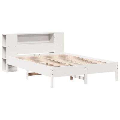 Bed met boekenkast zonder matras grenenhout wit 150x200 cm - thumbnail