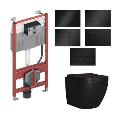 TECE Profil Toiletset set65 Mudo Mat Zwart met TECE Drukplaat