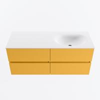 MONDIAZ VICA 120cm badmeubel onderkast Ocher 4 lades. Wastafel MOON rechts zonder kraangat, kleur Talc. - thumbnail