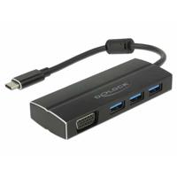 DeLOCK USB-C 3.1 > 3x USB-A 3.0 + 1x VGA usb-hub - thumbnail