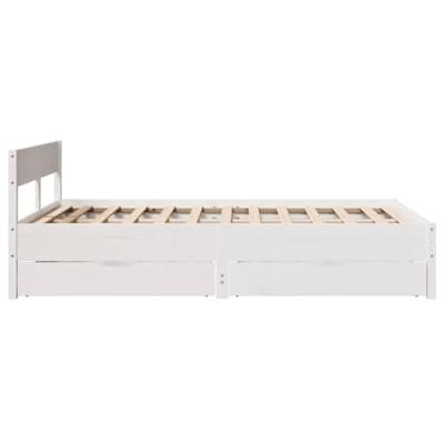 Bedframe zonder matras massief grenenhout wit 140x190 cm