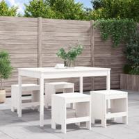 5-delige Tuinset massief grenenhout wit - thumbnail