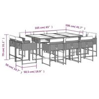 11-delige Tuinset met kussens poly rattan grijs - thumbnail