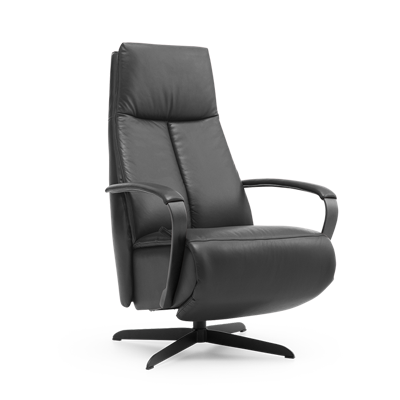 Relaxstoel J-102 Zwart Leer Relaxstoel J-102 Zwart Leer