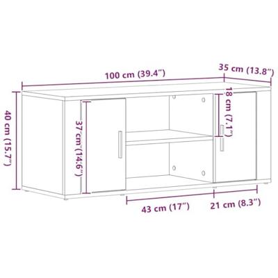 TV-kast artisanaal eikenkleurig 100 x 35 x 40 cm Bewerkt hout