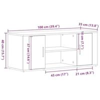 TV-kast artisanaal eikenkleurig 100 x 35 x 40 cm Bewerkt hout - thumbnail