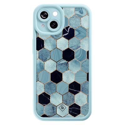 iPhone 14 blauwe case - Blue cubes iPhone 14 blauwe case - Blue cubes