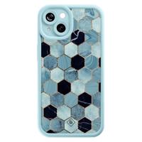iPhone 14 blauwe case - Blue cubes - thumbnail