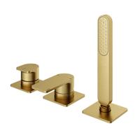 Hotbath Badrandkraan Gal Mengkraan Met 2-Weg Omstel Zonder Uitloop Geborsteld Messing PVD - thumbnail