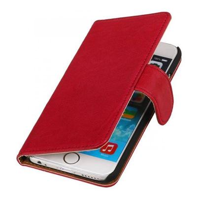 Echt lederen wallet hoes iPhone 6(s) Plus roze