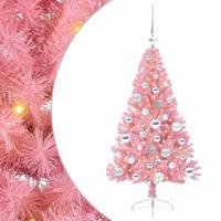 VidaXL Kunstmatig voorverlicht kerstboom met 150 led roze 120 cm pvc - thumbnail