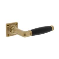 Intersteel Deurkruk Ton 222 met rozet 38x38x7mm messing getrommeld/ebbenhout - thumbnail