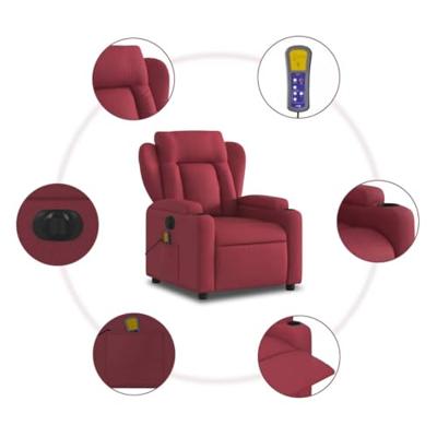 Massagestoel elektrisch verstelbaar stof wijnrood