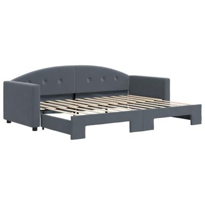 Slaapbank met onderschuifbed 80x200 cm fluweel donkergrijs